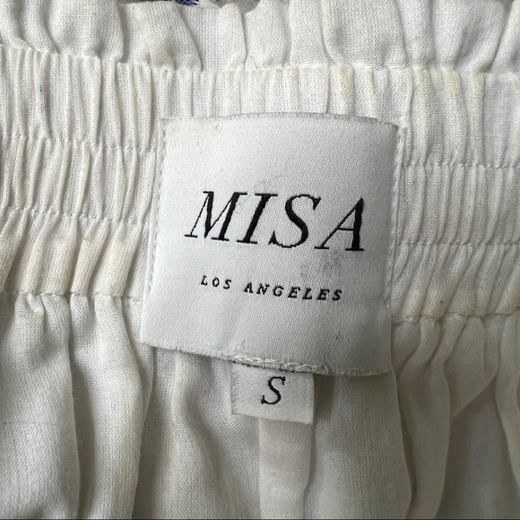 MISA LA Selena off shoulder peasant boho white top w blue embroidery/S - Picture 5 of 10